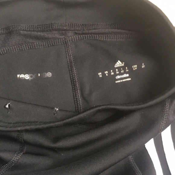 Adidas Climalite Leggings - Black/White Stripes - Picture 6 of 16